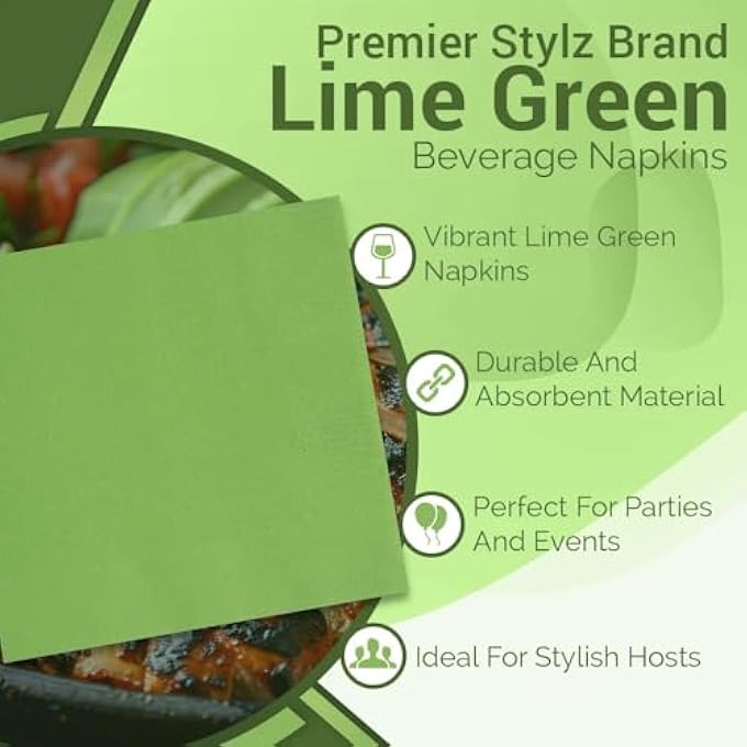 INDUSTRIES 32831 LIME GREEN BEVERAGE NAPKINS PAPER - Image 5